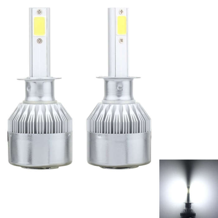 2 PCS  H1 18W 1800 LM 8000K IP68 Canbus Constant Current Car LED Headlight with 2 COB Lamps, DC 9...