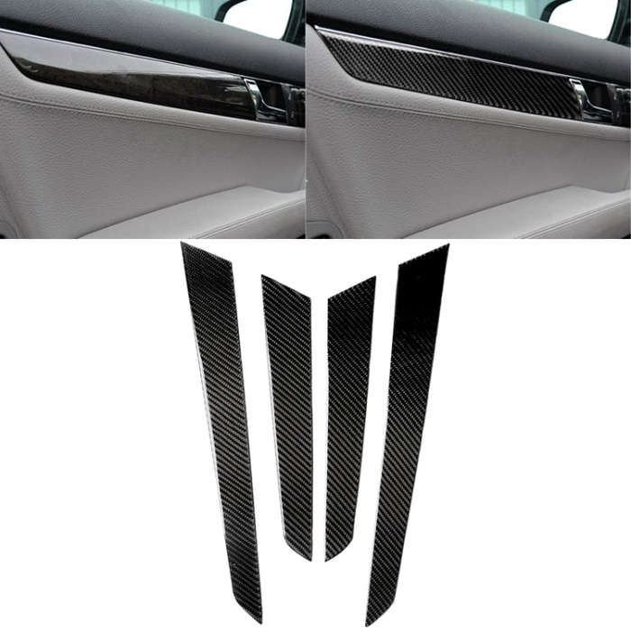 4 PCS Car Carbon Fiber Inner Door Panel Decorative Sticker for Mercedes-Benz W204 2007-2013, Inne...