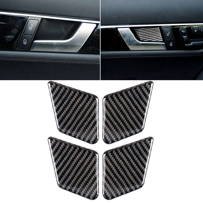 4 PCS Car Solid Color Carbon Fiber Door Inner Handle Wrist Panel Decorative Sticker for Mercedes-...