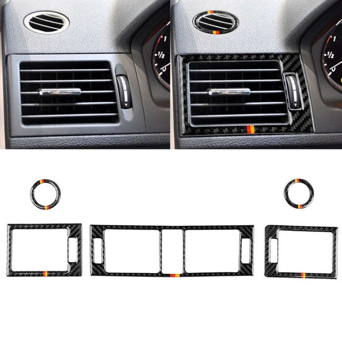 Car German Flag Carbon Fiber Air Outlet Ring + Intermediate Air Outlet + Side Air Outlet Panel De...