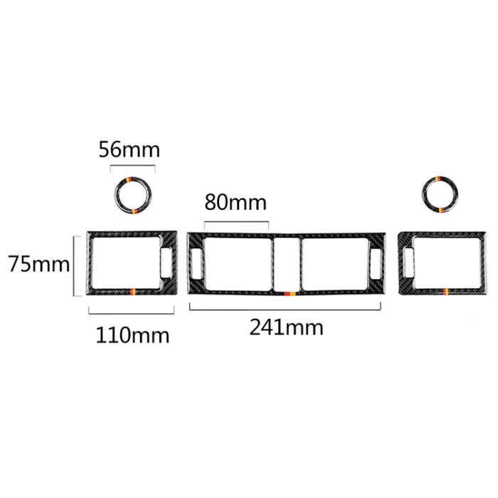 Car German Flag Carbon Fiber Air Outlet Ring + Intermediate Air Outlet + Side Air Outlet Panel De...