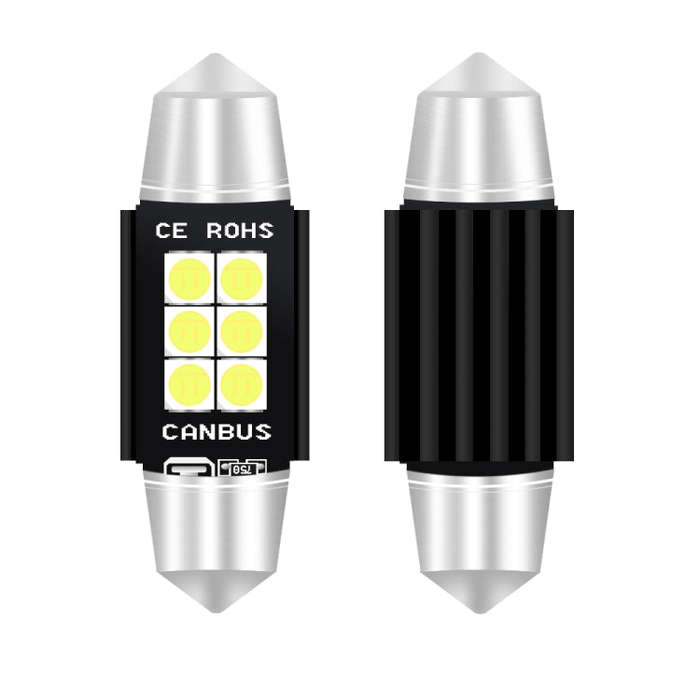 2 PCS 39mm DC12V-24V 3W 6000K 660LM 6LEDs SMD-3030 Car Reading Lamp / License Plate Light, 39mm (3W)