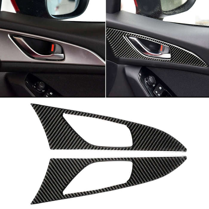 2 PCS Car Carbon Fiber Door Inner Handle Outer Frame Decorative Sticker for Mazda Axela 2014 / 20...
