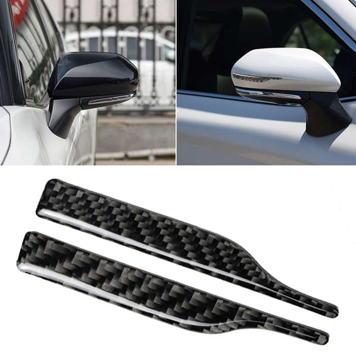 2 PCS Car Carbon Fiber Rearview Mirror Anti-collision Strip Protection Guards Trims Stickers for ...