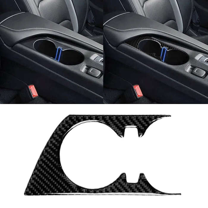 Car Carbon Fiber Water Cup Holder Decorative Sticker for Chevrolet Camaro 2017-2019, Water Cup Ho...
