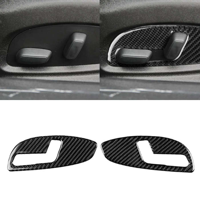 2 PCS Car Carbon Fiber Seat Adjustment Panel Decorative Sticker for Chevrolet Camaro 2017-2019, S...