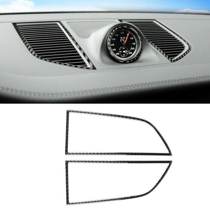 2 PCS Carbon Fiber Car Instrument Air Outlet Panel Decorative Sticker for Porsche Macan, Instrume...