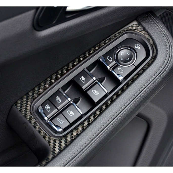 4 PCS Carbon Fiber Car Window Button Panel Decorative Sticker for Porsche Macan, Window Button Panel