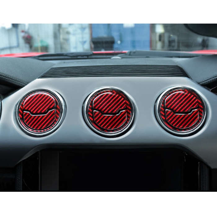9 in 1 Car Carbon Fiber Central Air Outlet Frame Decorative Sticker for Ford Mustang 2015-2020, C...