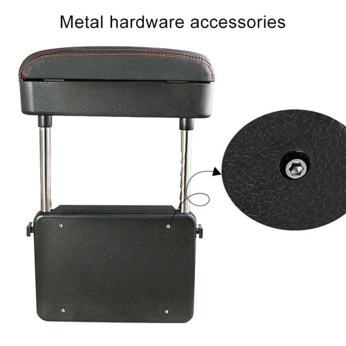 Universal Car PU Leather Wrapped Armrest Box Cushion Car Armrest Box Mat with Storage Box, 1pc(Bl...