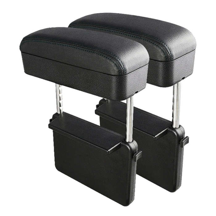 2 PCS Universal Car PU Leather Wrapped Armrest Box Cushion Car Armrest Box Mat with Storage Box, ...