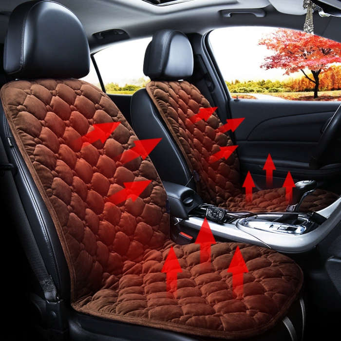 Car 12V Front Seat Heater Cushion Warmer Cover Winter Heated Warm, Double Seat, 12V Double Seat (...