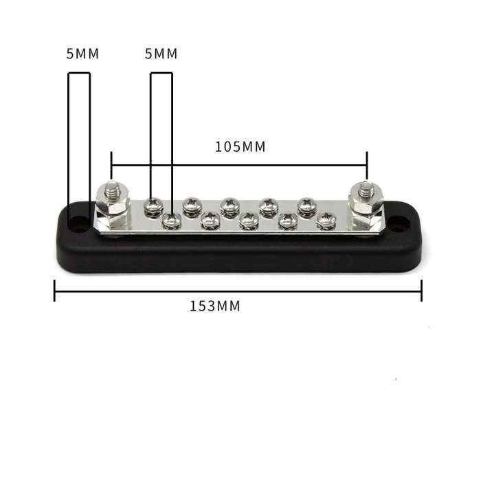 10 Way Power Distribution Bus Bar 10-bit Single Distribution Box for Car / RV / Boat, 10-bit