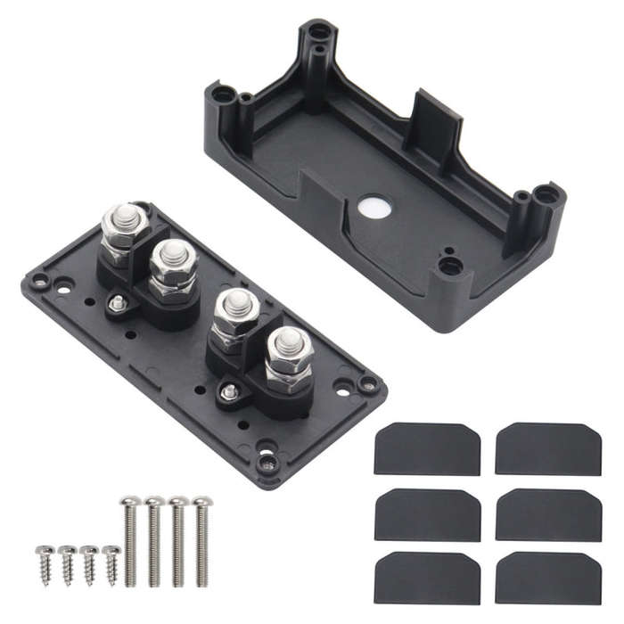 Max DC 48V 200A Heavy-Duty Module Design Bus Bar 4 M10 Terminal Studs Box Busbar for Car / RV / B...