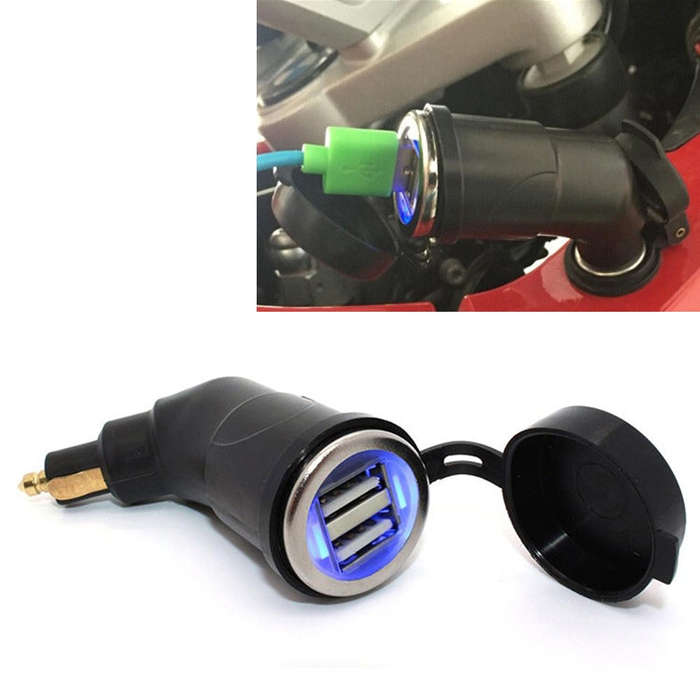 German European Standard Small Caliber Motorcycle Charger Cigarette Lighter Plug Elbow Phone Char...