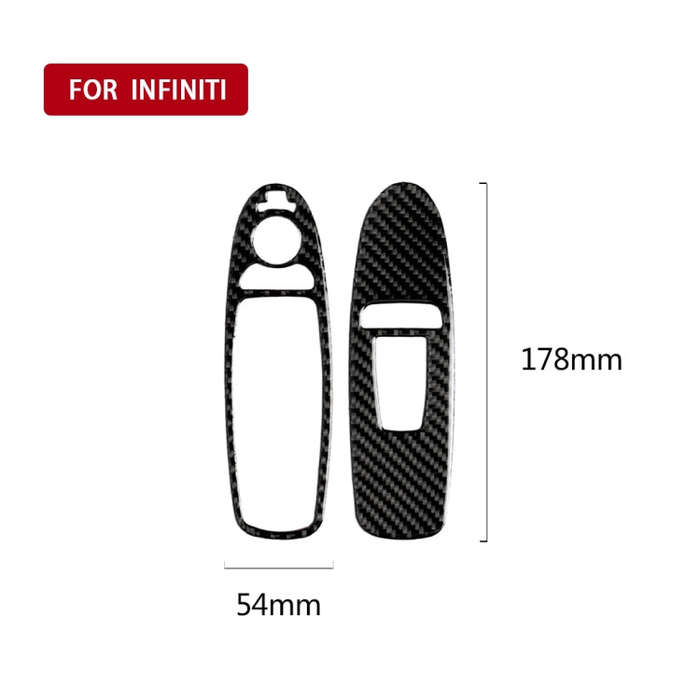 2 PCS Car Carbon Fiber Window Lift Panel Decorative Sticker for Infiniti Q50, Left Drive, Window ...