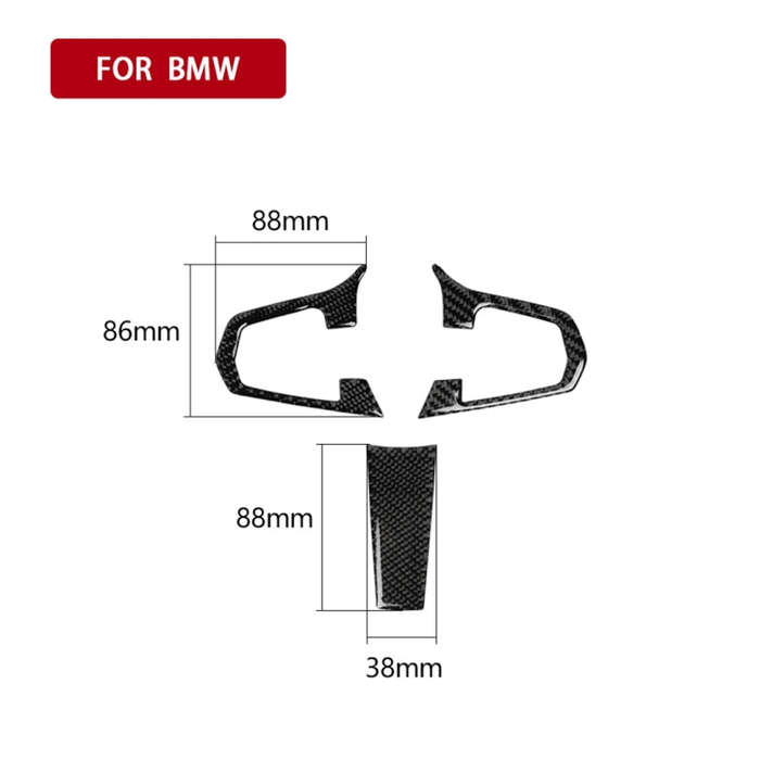 3 in 1 Car Carbon Fiber Solid Color Steering Wheel Button Decorative Sticker for BMW 5 Series G30...