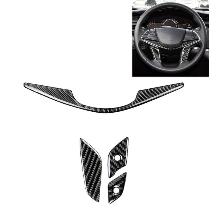 4 in 1 Car Carbon Fiber Steering Wheel Button Decorative Sticker for Cadillac xt5 2016-2017, Left...
