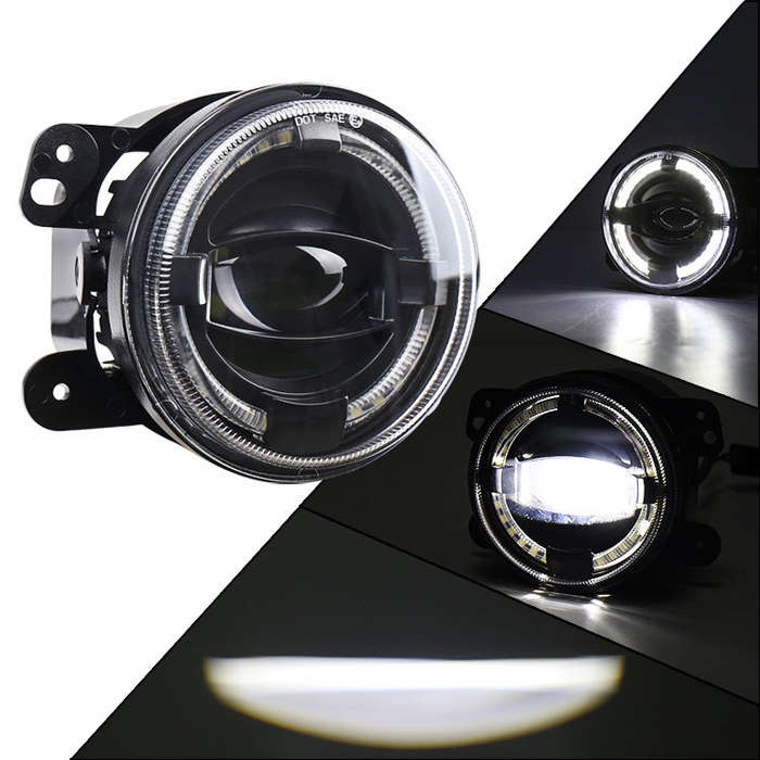 2 PCS 4 inch Car LED Angel Eyes Spotlight Modified Fog Lights for Jeep Wrangler / Dodge / Chrysle...