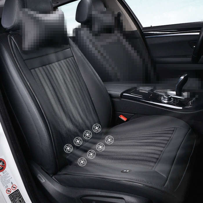 Car 12V Cushion Summer USB Breathable Ice Silk Seat Cover, Eight Fans + Ventilation and Refrigera...