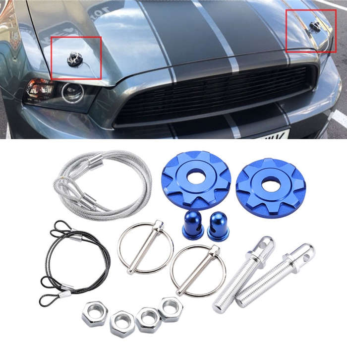 XH-6041 Car Universal Modified Aluminum Alloy Engine Hood Lock Cover, XH-6041(Black), XH-6041(Blu...
