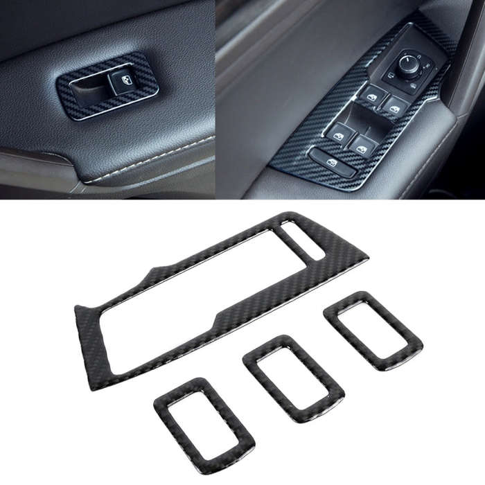 Car Carbon Fiber Window Glass Lifter Panel Decorative Sticker for Volkswagen Tiguan L, Window Gla...