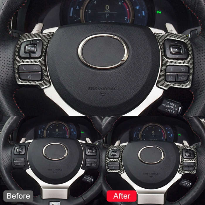 Car Carbon Fiber Steering Wheel Button Decorative Sticker for Lexus IS250 NX200 200t 300h 13-, Le...