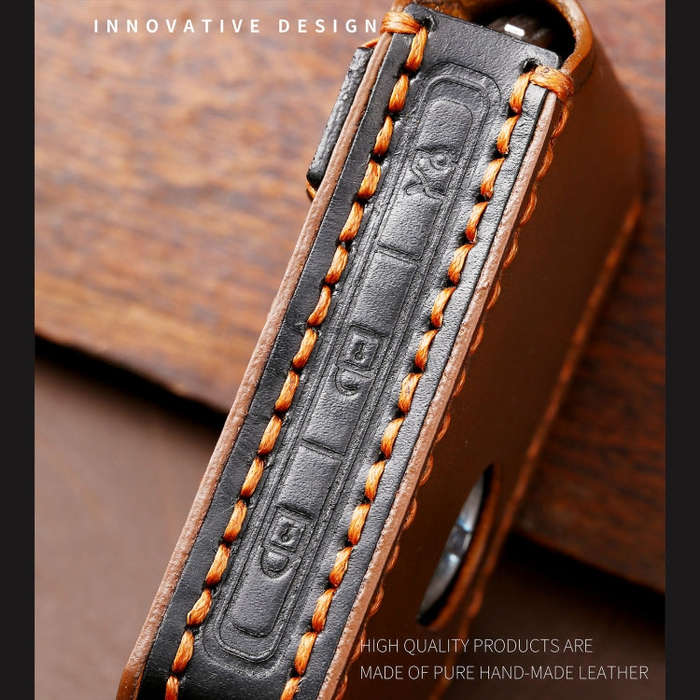 Hallmo Car Cowhide Leather Key Protective Cover Key Case for Volvo 5-button, For Volvo 5-button