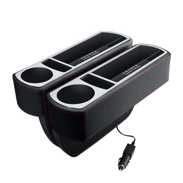 Car Multi-functional Wireless Fast Charge Console PU Leather Box Cup Holder Seat Gap Side Storage...