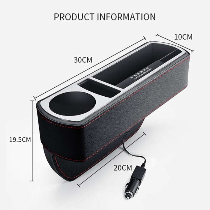 Car Multi-functional Wireless Fast Charge Console PU Leather Box Cup Holder Seat Gap Side Storage...