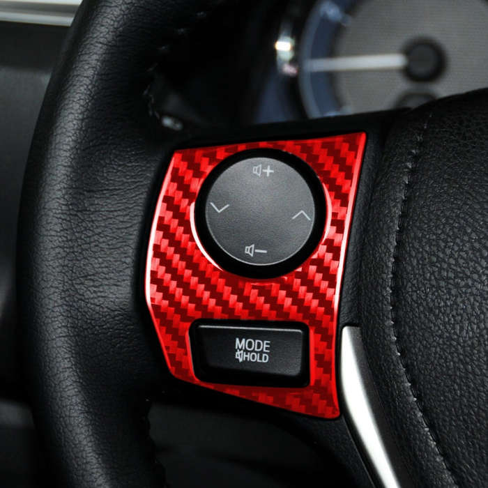 2 PCS / Set Carbon Fiber Car Steering Wheel Button Frame Decorative Sticker for Toyota Corolla 20...