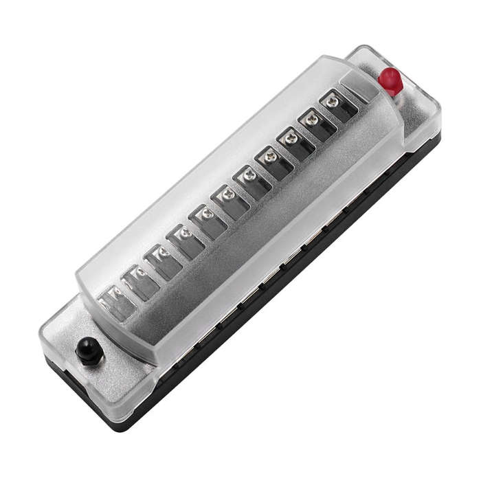 ZH-978A2 FB1902 1 In 12 Out 12 Ways Independent Positive Negative Fuse Box with 24 Fuses for Auto...
