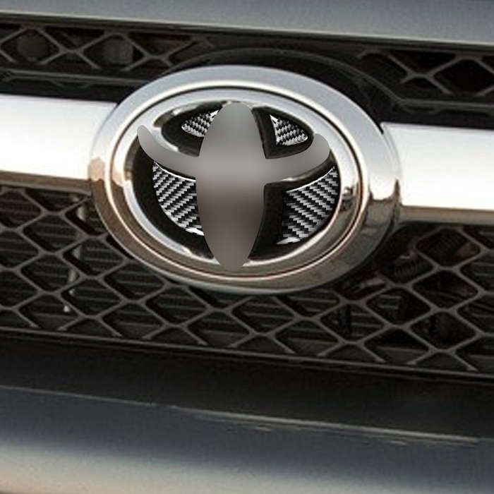 4 PCS / Set Carbon Fiber Car Front Middle Net Logo Decorative Sticker for Toyota 4Runner 2010-202...