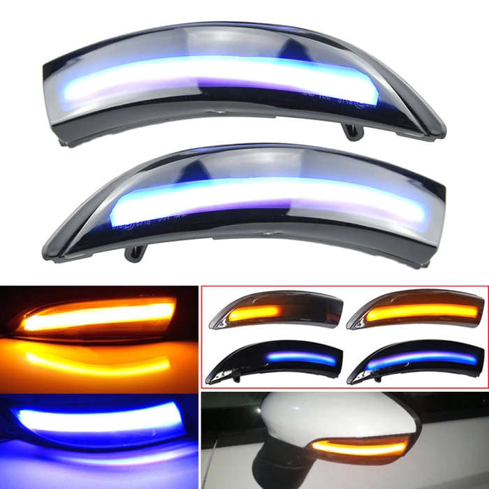 1 Pair For Ford Fiesta 2008-2017 Car Dynamic LED Turn Signal Light Rearview Mirror Flasher Water ...