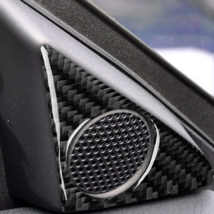 2 PCS Car Carbon Fiber Door Horn Decorative Sticker for Nissan GTR R35 2008-2020, Left and Right ...