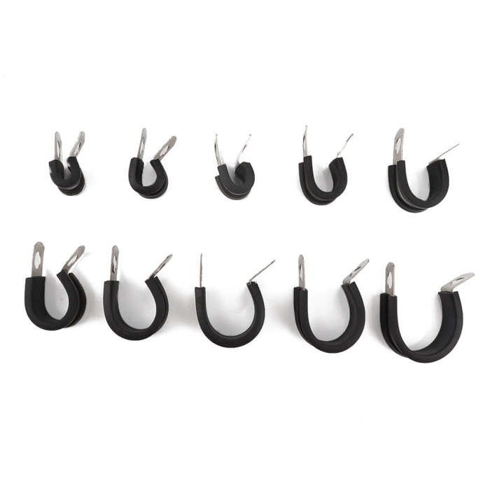 10 PCS Car Rubber Cushion Pipe Clamps Stainless Steel Clamps, Size: 1/4 inch (6mm), Size: 1/4 inc...