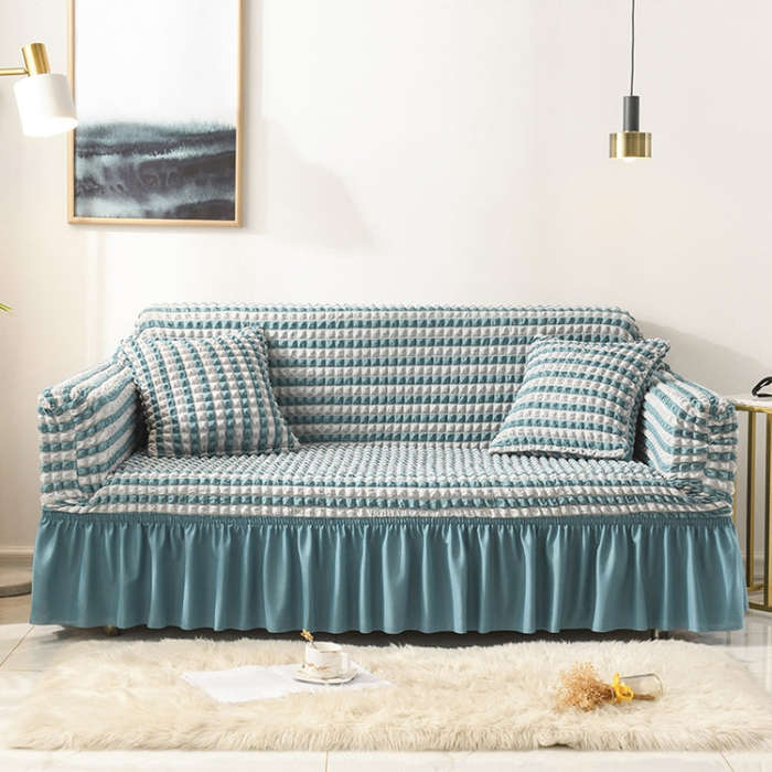 Living Room Stretch Full Coverage Skirt Style Sofa Cover, Size: Double M 145-185cm