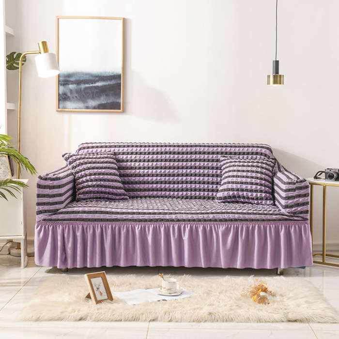 Living Room Stretch Full Coverage Skirt Style Sofa Cover, Size: Double M 145-185cm