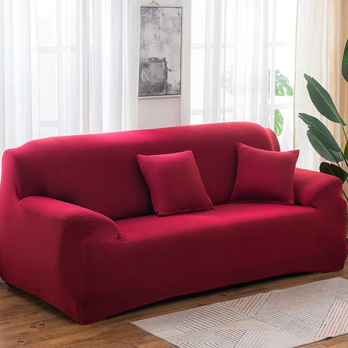 145-185cm Four Seasons Solid Color Elastic Full Coverage Non-slip Sofa Cover
