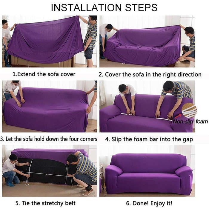 145-185cm Four Seasons Solid Color Elastic Full Coverage Non-slip Sofa Cover