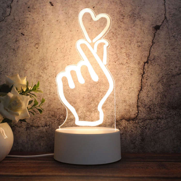 White Base Creative 3D Tricolor LED Decorative Night Light, Button Plug Version