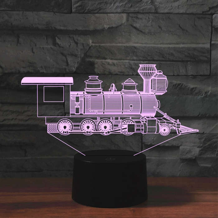 Black Base Creative 3D LED Decorative Night Light,16 Color Remote Control, locomotive 2, Wine Bar...