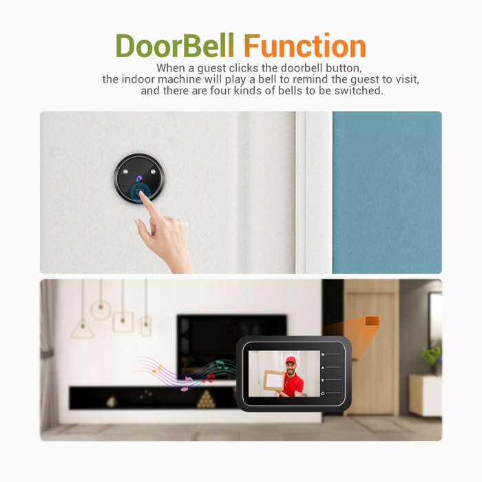 ESCAM C22 2.4 inch Screen Digital Door Viewer, Support Night Vision, TF Card, Take Photos and Vid...