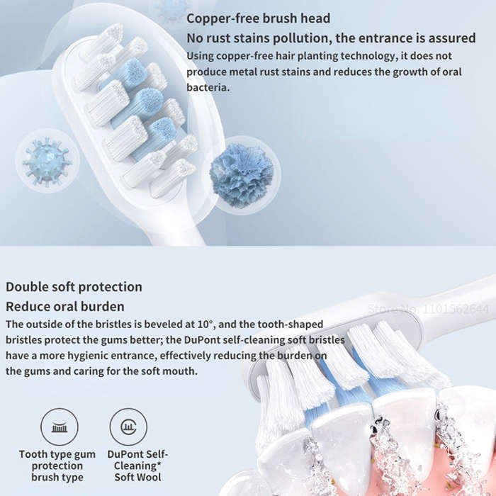 Original Xiaomi Mijia 3pcs Brush Head Standard Type for Sonic Electric Toothbrush T301 / T302, T3...