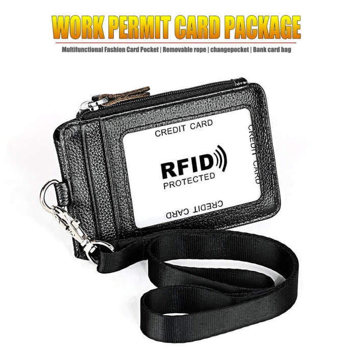 KB172 Antimagnetic RFID Leather Card Holder Office Work Certificate Case Chest Card, KB172