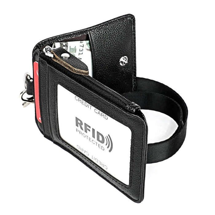 KB172 Antimagnetic RFID Leather Card Holder Office Work Certificate Case Chest Card, KB172