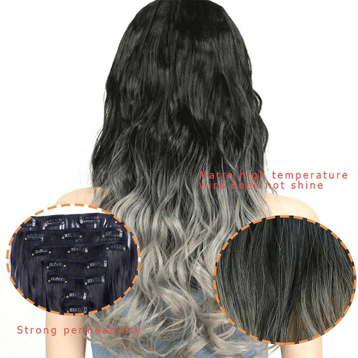 50cm 16 Card Long Curly Hair Wig Seamless Hair Extension Piece