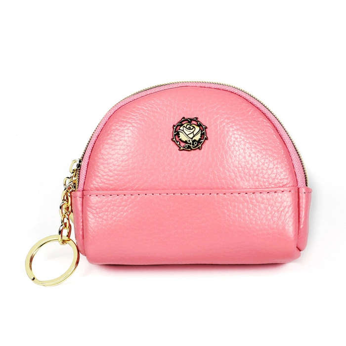 2027 Lady Leather Zipper Wallet Purse Double-pocket Little Shell Bag
