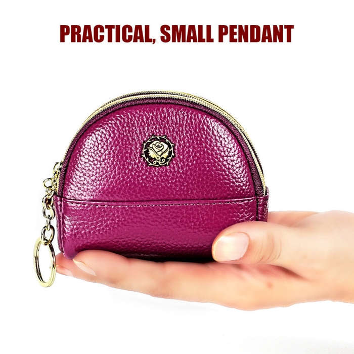 2027 Lady Leather Zipper Wallet Purse Double-pocket Little Shell Bag