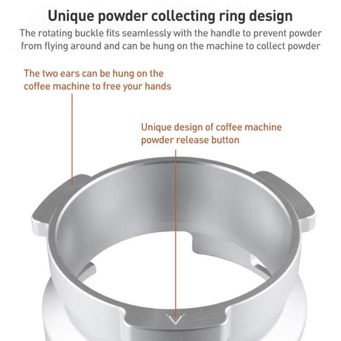 58mm Coffee Machine Handle Aluminum Alloy Rotary Buckle Powder Ring Coffee Receiving Ring For Bar...